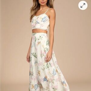 Sweet At Heart White Floral Embroidered Two-Piece Midi Dress